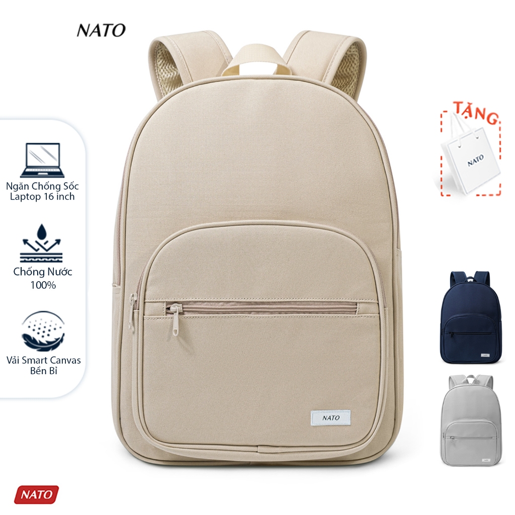 Balo NATO® “School – Backpack” Sợi Vải Smart Canvas Cao Cấp Đựng Laptop 16 Inch Nam Nữ Đẹp Đi Học