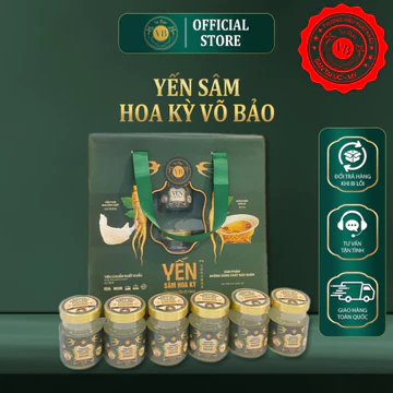 Yến sâm Hoa Kỳ Võ Bảo, yến tươi nguyên chất bồi dưỡng phục hồi sức khỏe (Hộp 6 hũ x 70ml)