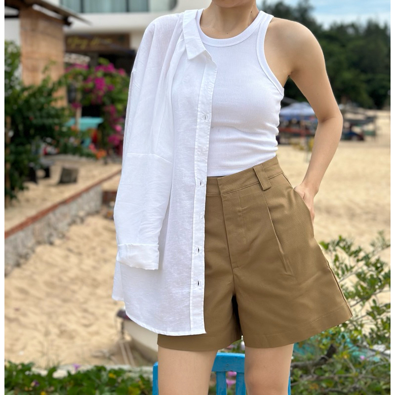 Ảnh Áo sơ mi trắng tay dài linen cotton cao cấp 2