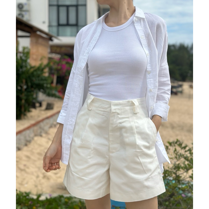 Ảnh Áo sơ mi trắng tay dài linen cotton cao cấp 1