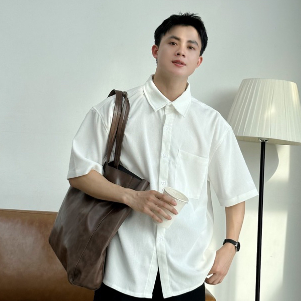 Áo Sơ Mi Tay Ngắn Nhung Tăm Nam Nữ Thời Trang Hàn Quốc Form Thoải Mái HALLEY A15