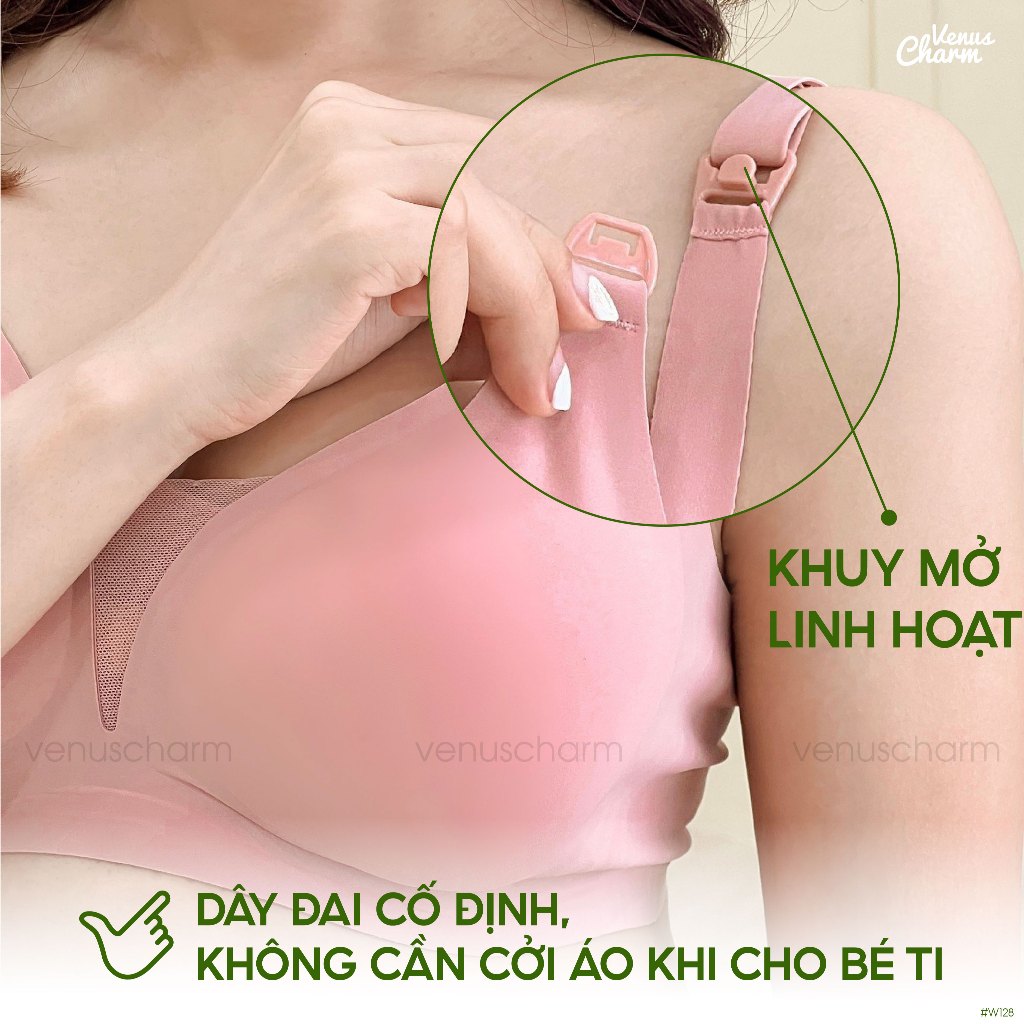Ảnh Áo lót bầu, áo ngực bầu không gọng Venus Charm cho bà bầu sau sinh và cho con bú chống chảy xệ W116 2