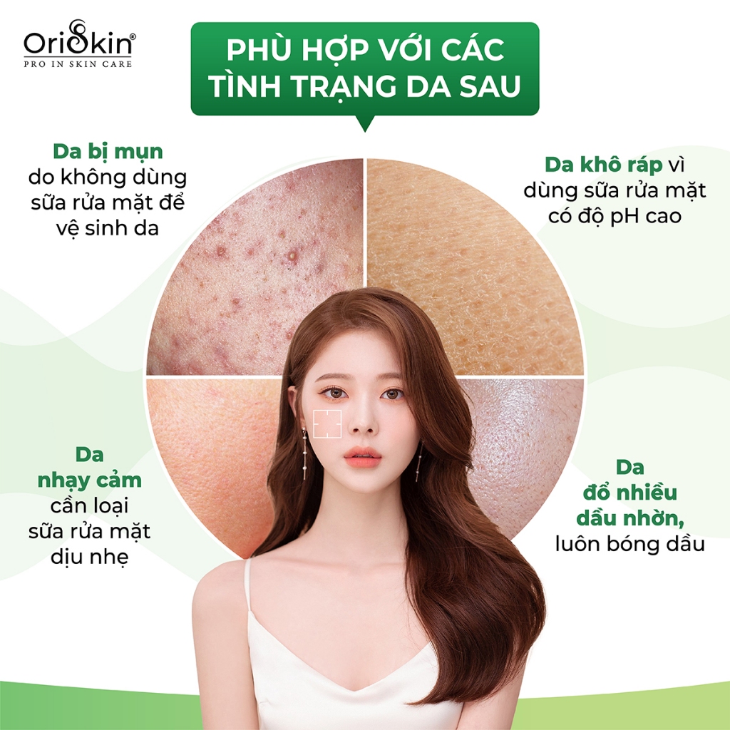 Ảnh Sữa Rửa Mặt Cho Da Dầu Mụn Oriskin Cleanser Moisturizing 60ml 3