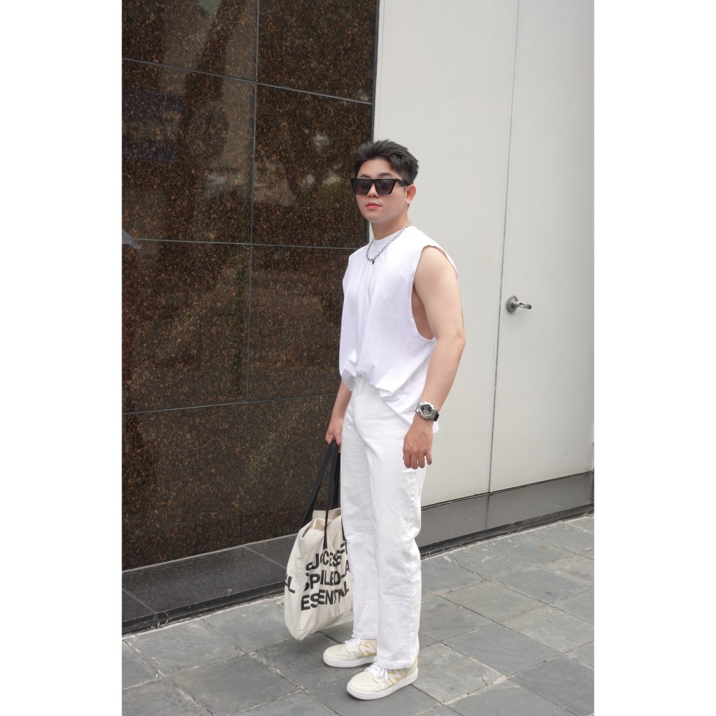 Áo tanktop nam MetaForm, Áo thun ba lỗ nam vải cotton áo form rộng, kiểu dáng basic thoáng mát