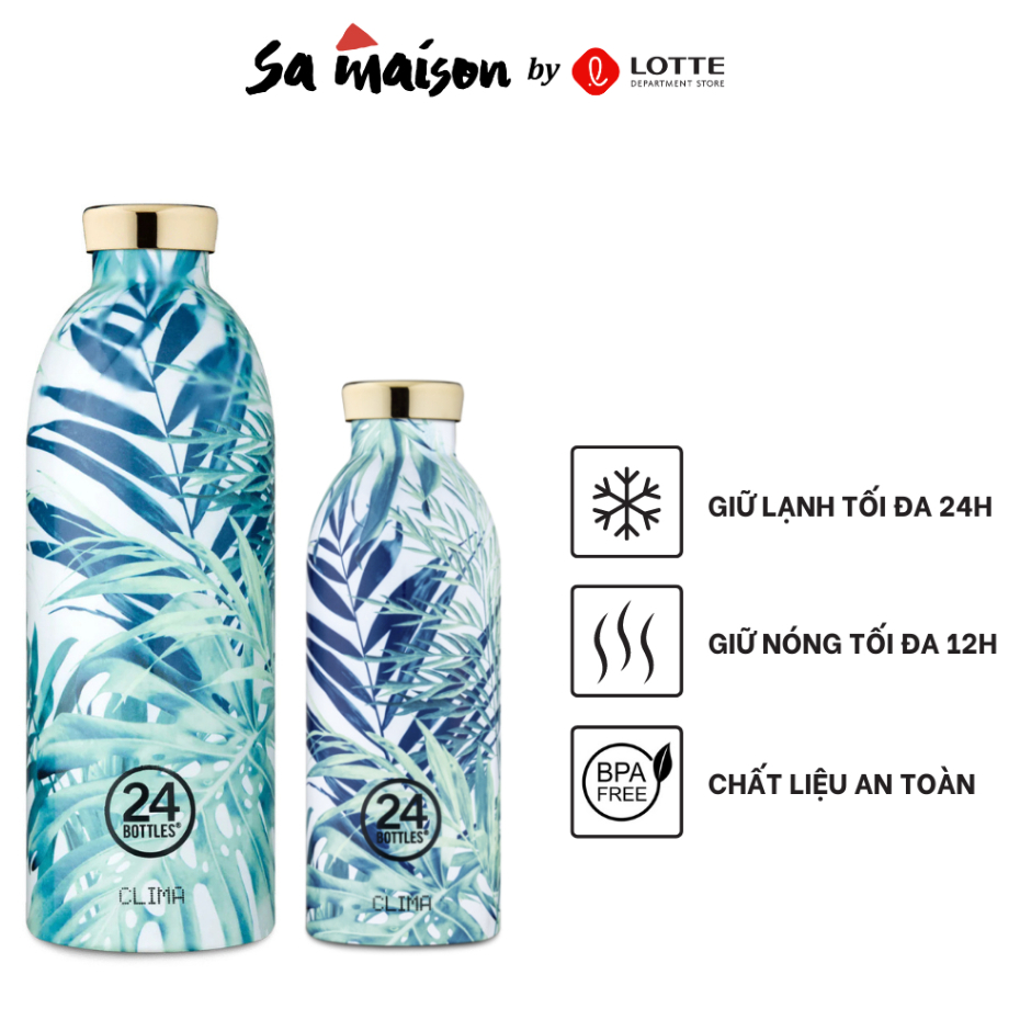 Ảnh Bình giữ nhiệt chân không 24Bottles Clima họa tiết Lush chất liệu thép không gỉ 1
