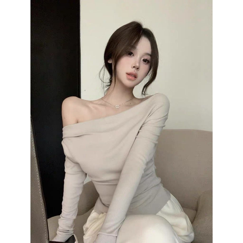 Áo thun tay dài nữ Sicily cổ đổ trễ vai gợi cảm CDTV