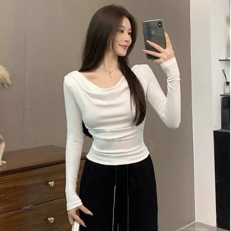 Áo thun tay dài nữ Sicily cổ đổ trễ vai gợi cảm CDTV