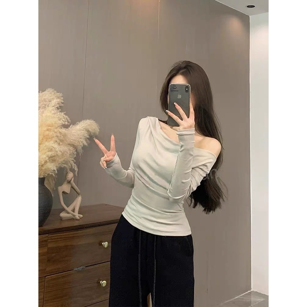 Áo thun tay dài nữ Sicily cổ đổ trễ vai gợi cảm CDTV