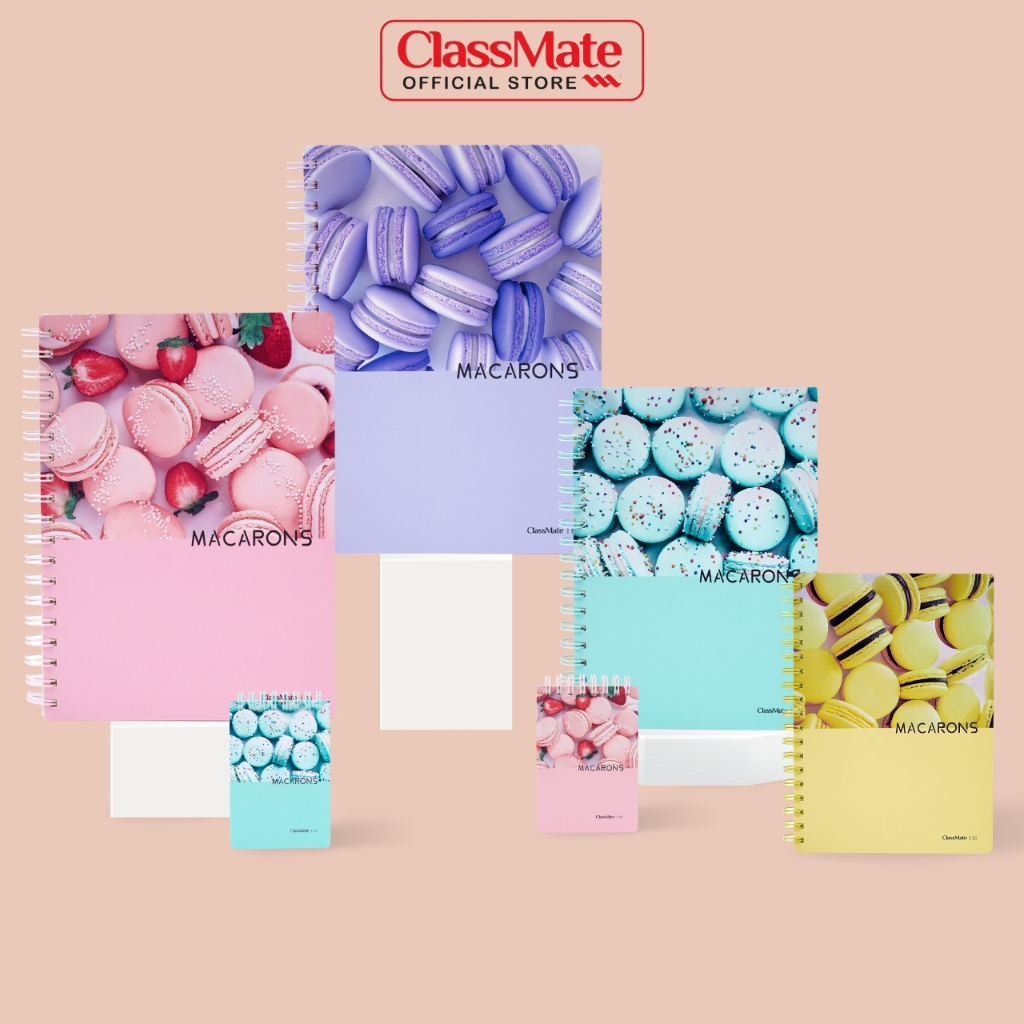 Sổ Tay Ghi Chép 180/200 Trang Classmate Sổ Lò Xo Kẻ Caro 100gsm Size B5/A5/A6/A7 Bìa Macarons Viết Calligraphy Trang Trí