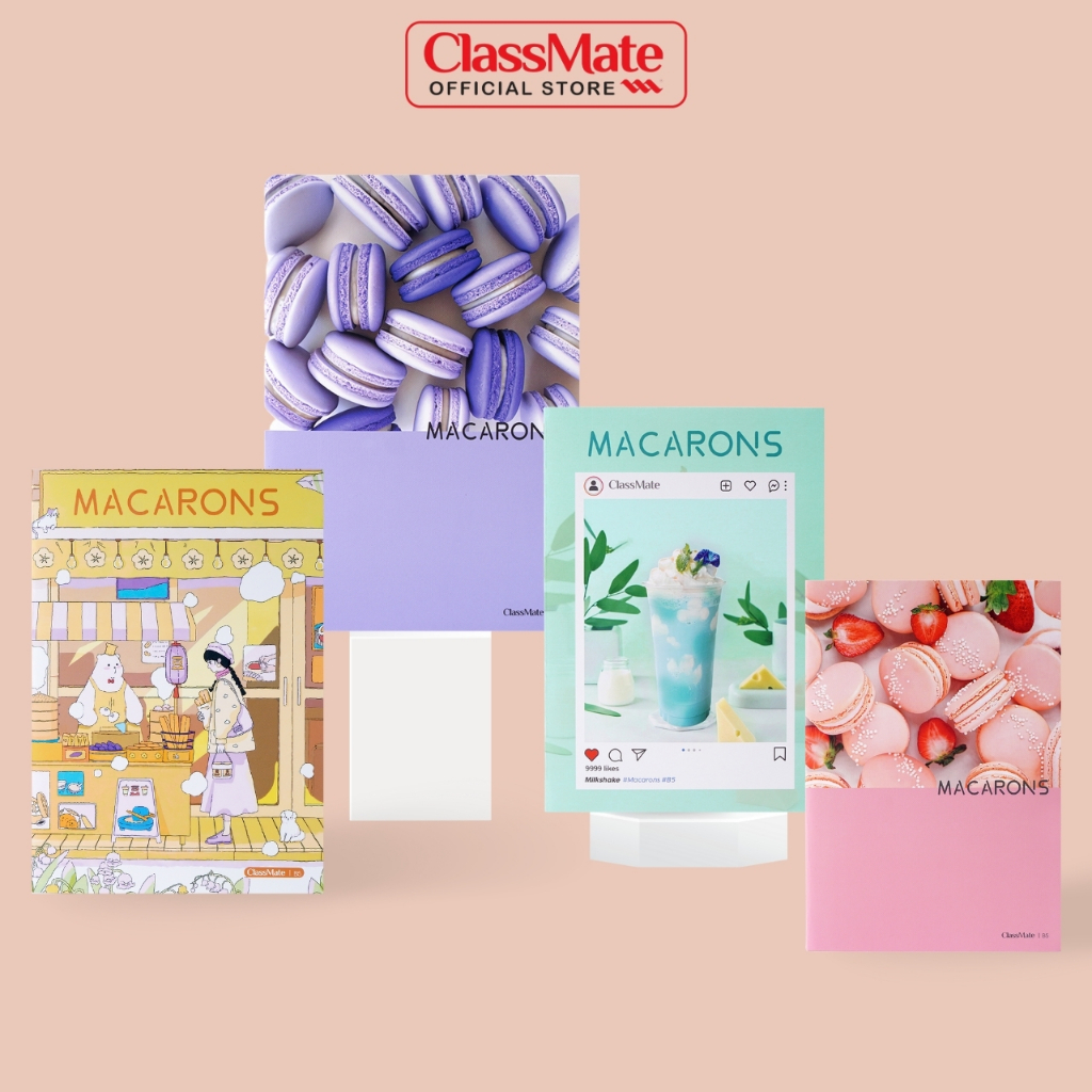 Vở ClassMate Vở Viết 80/120/200 Trang B5, Bìa Thiết Kế Macarons Cán Mờ Chống Nước, Dòng Kẻ 2 Màu Chống Lóa, Tập Ghi Bài