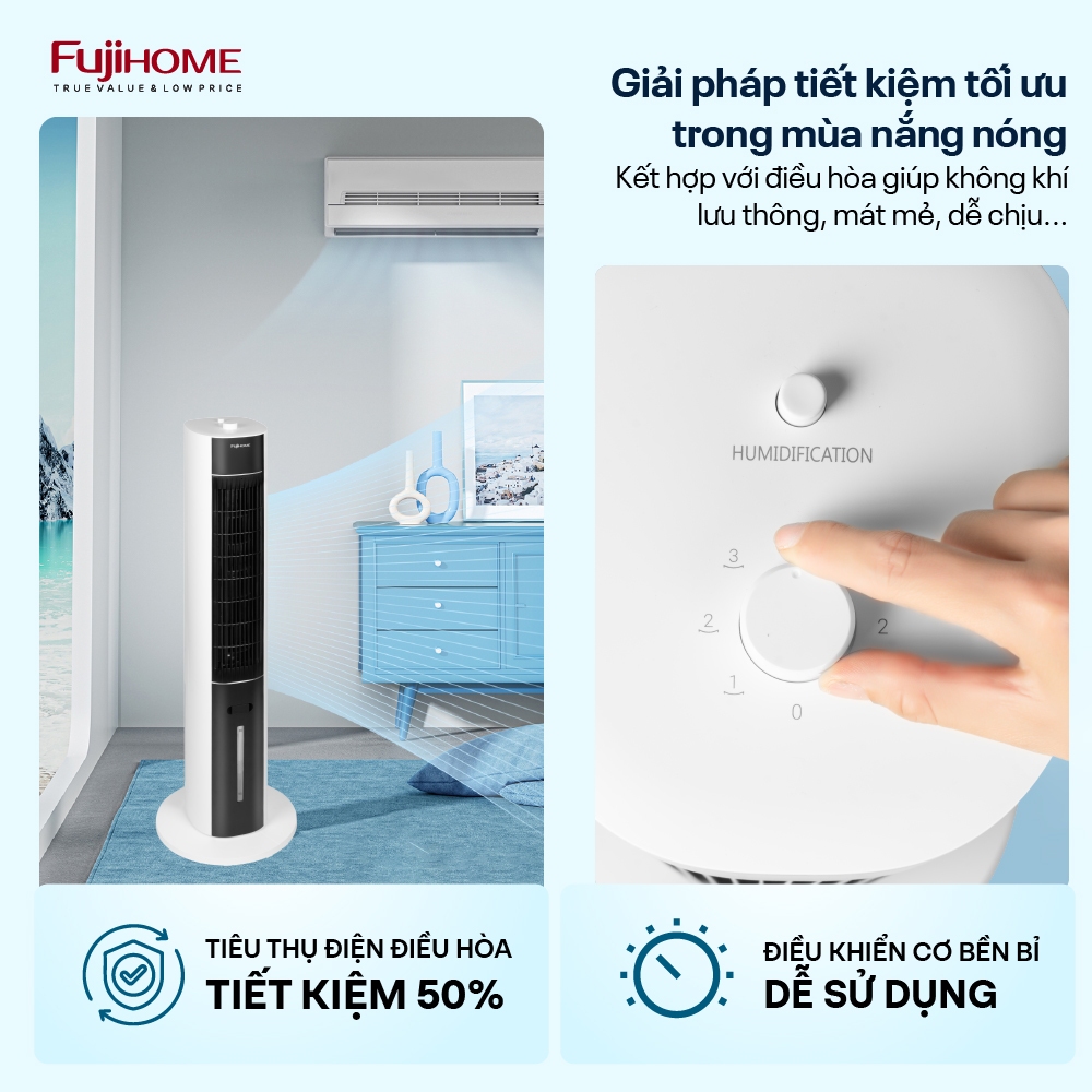 Quạt tháp làm mát hơi nước FUJIHOME AC-18LM, quạt điện điều hoà tuần hoàn không khí electric fan