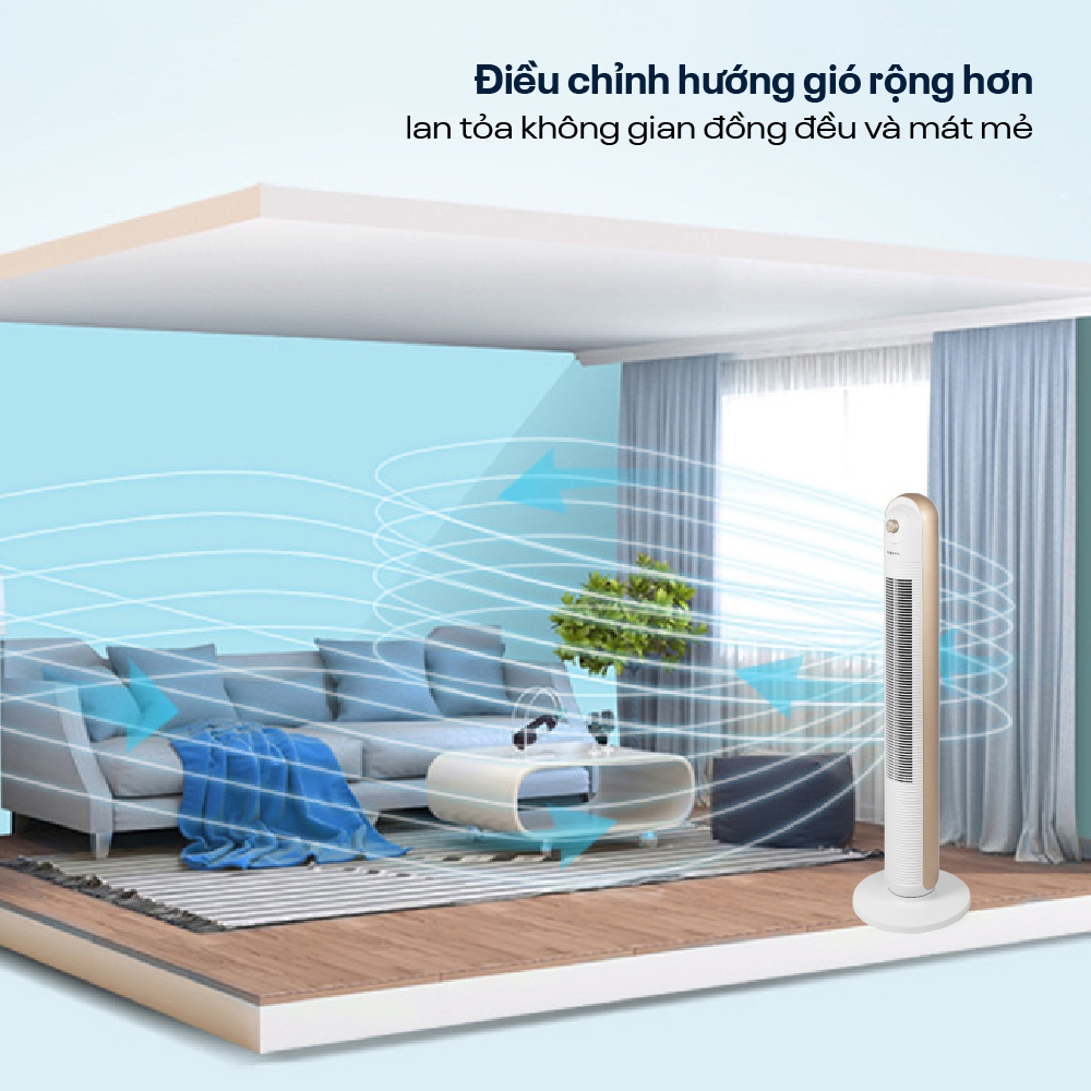 Quạt tháp TF-13EM FUJIHOME, quạt cây đứng không cánh đối lưu không khí làm mát remote electric fan