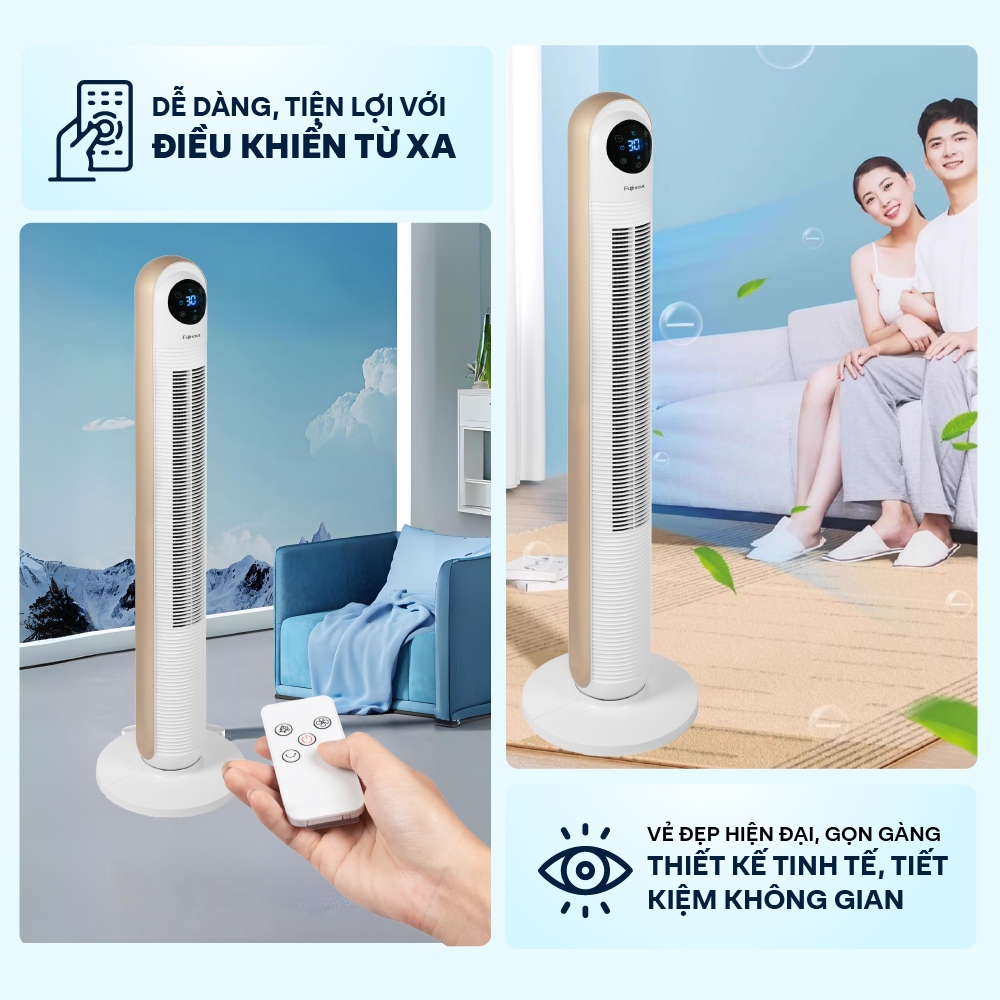Quạt tháp không cánh FUJIHOME TF-13, quạt đứng tuần hoàn không khí điều khiển từ xa electric fan