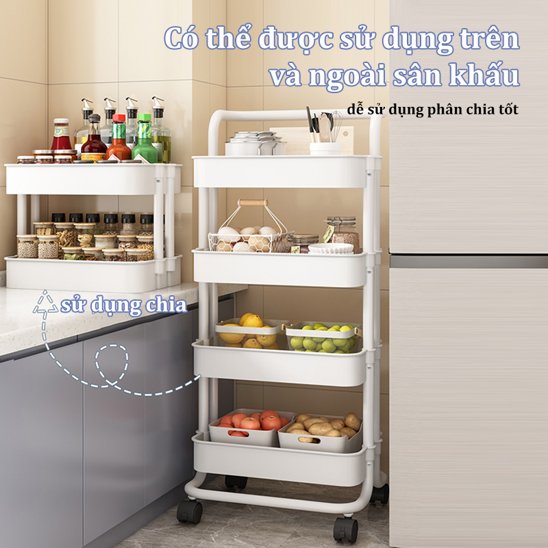 RACK Xe Đẩy Spa 3-4 Tầng Đa Năng Kệ Để Đồ Bỉm Sữa Di Chuyển 360 Độ Kệ nhựa có bánh xe