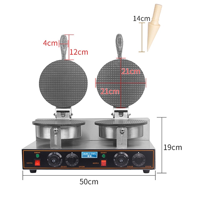 Máy làm vỏ ốc quế đôi công nghiệp 2400W kiểm soát nhiệt độ chính xác, bánh thơm ngon