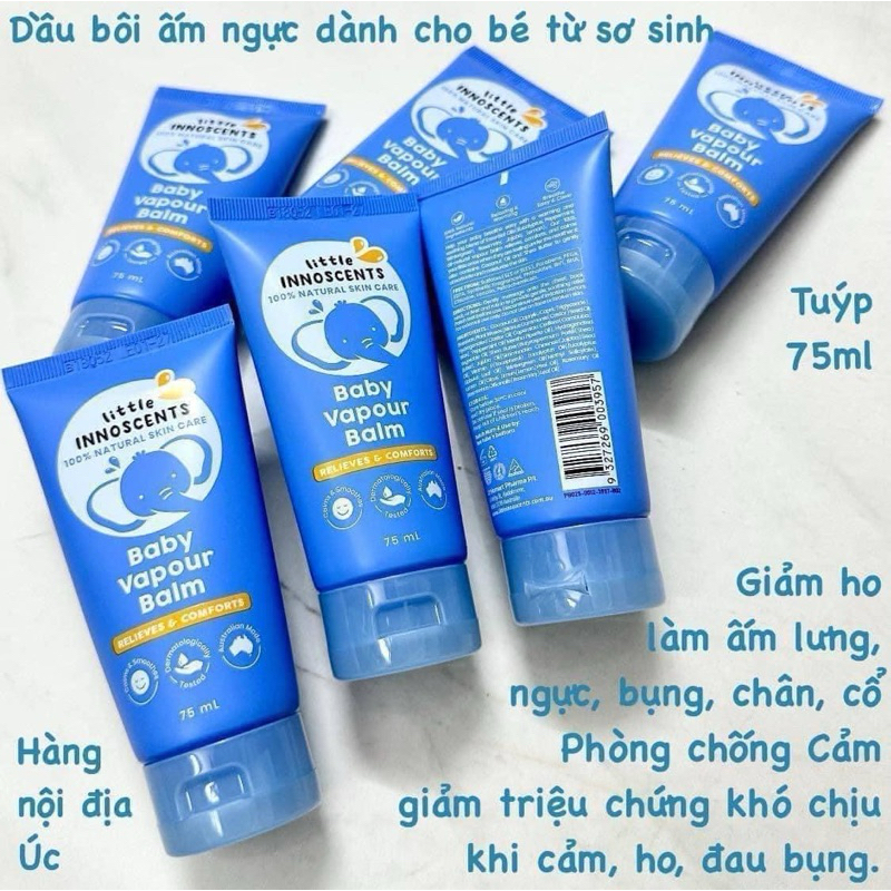 Dầu bôi ấm ngực Organic Little Innoscents cho bé 75ml của Úc tibongstore