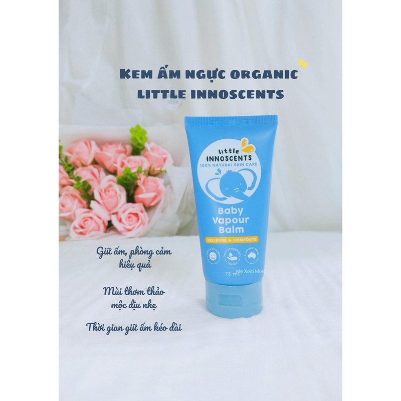 Dầu bôi ấm ngực Organic Little Innoscents cho bé 75ml của Úc tibongstore