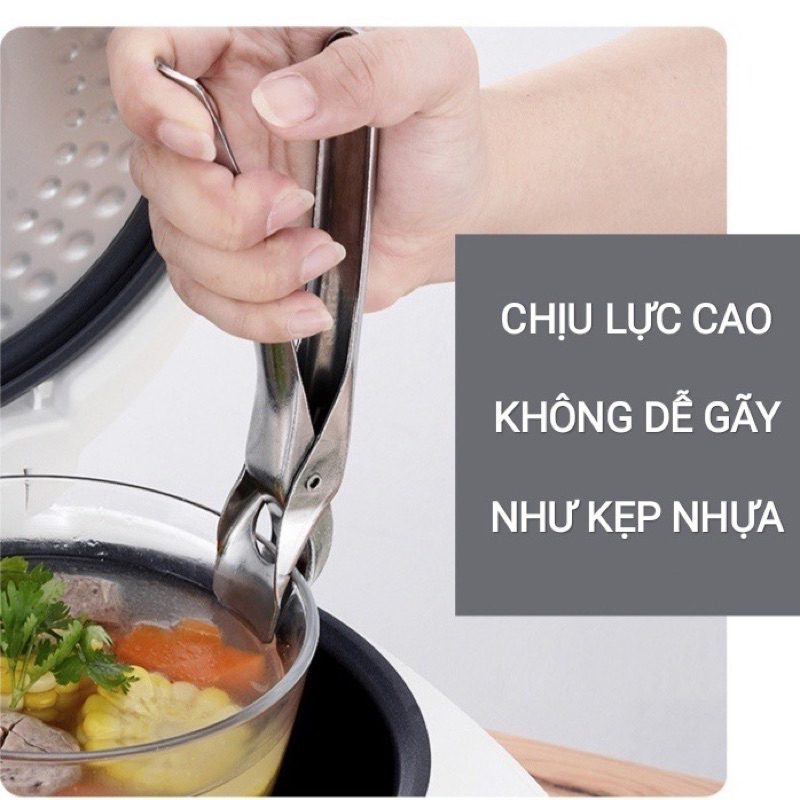 Kẹp gắp đổ nóng inox - gắp chén đĩa chịu nhiệt cao - kẹp chống bỏng tay khi bưng đồ (Tuyển   )