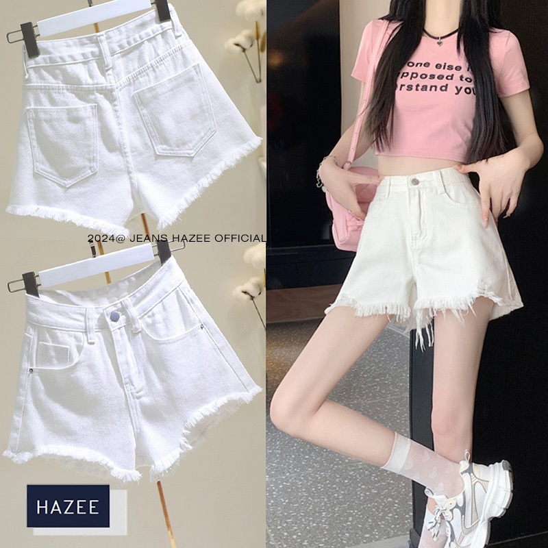 Quần đùi nữ HAZEE quần short vải JEANS Trắng ngắn thời trang TEEN có túi khỏe khoắn phong cách STYLE