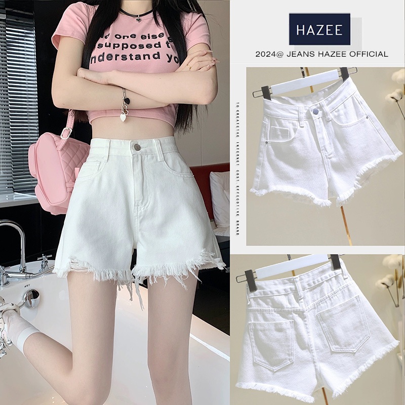 Quần đùi nữ HAZEE quần short vải JEANS Trắng ngắn thời trang TEEN có túi khỏe khoắn phong cách STYLE