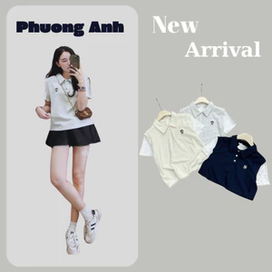 Áo polo thêu gấu thuỷ thủ phối tay hàng quảng châu phuonganh18