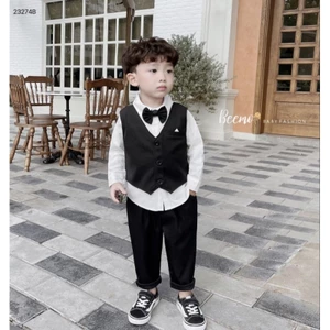 Set gile công tử dài bé trai 3 chi tiết