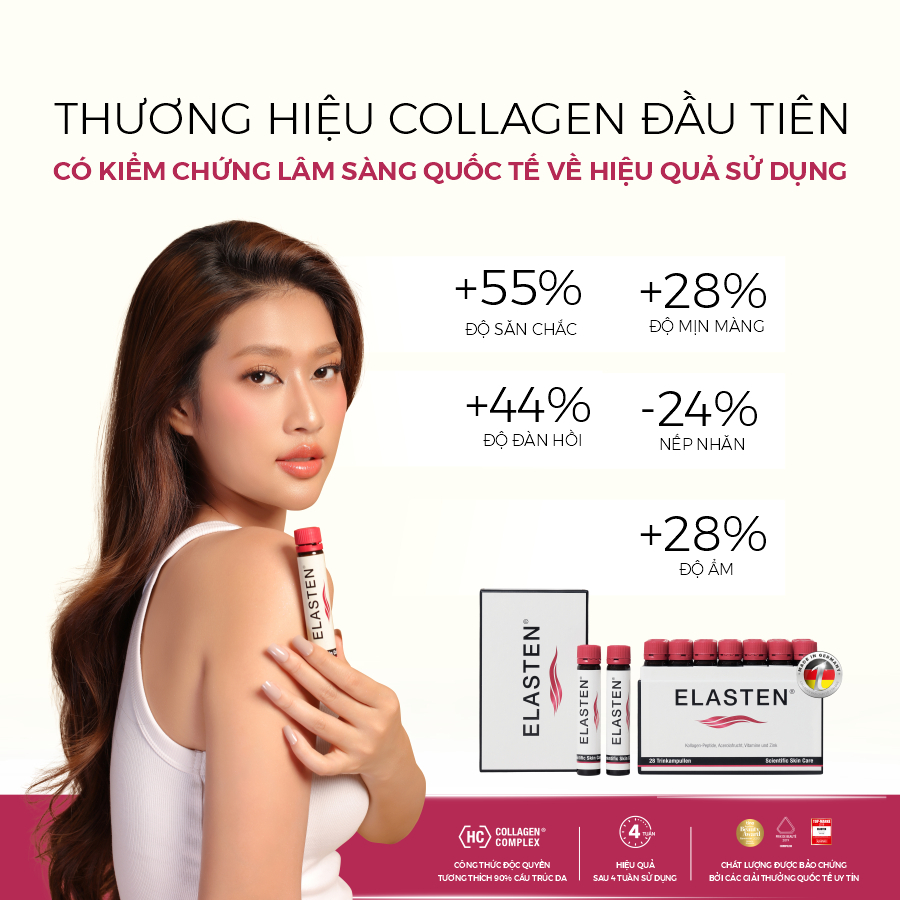 Ảnh Collagen Elasten Giúp Da Căng Mịn Tăng Đàn Hồi Giảm Lão Hóa Tóc Chắc Khỏe Hộp 28 ống 25ml 2