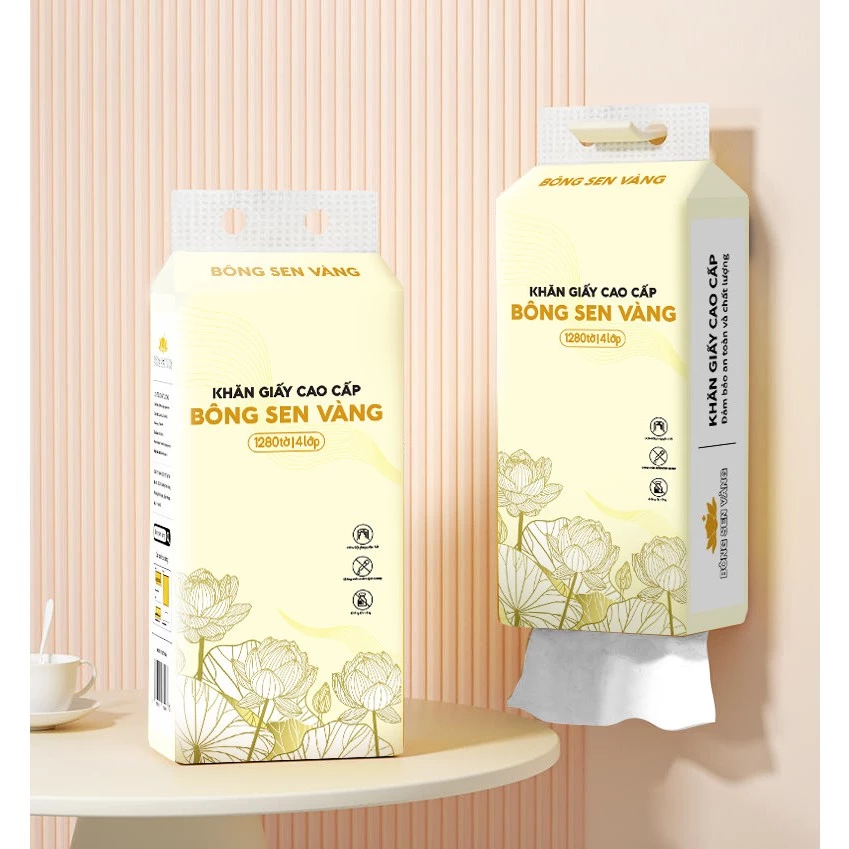 Khăn Giấy Rút 1280 Tờ Treo Tường Bông Sen Vàng - BỊCH TO
