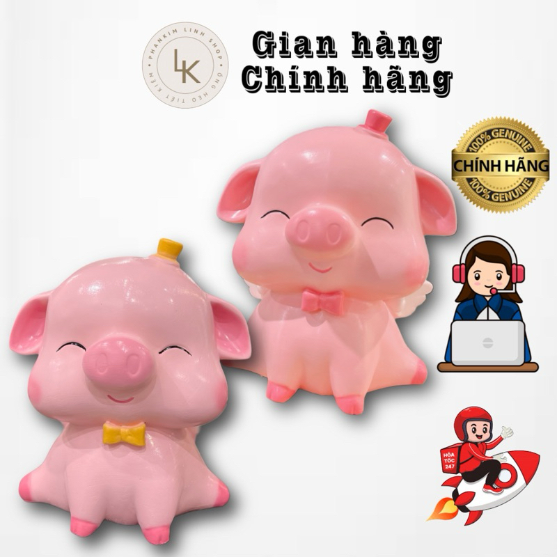 Heo đất thiên thần thạch cao cấp Mua 1 tặng 1 [hoả tốc] size lớn 25x30cm quà tặng số lượng có hạn