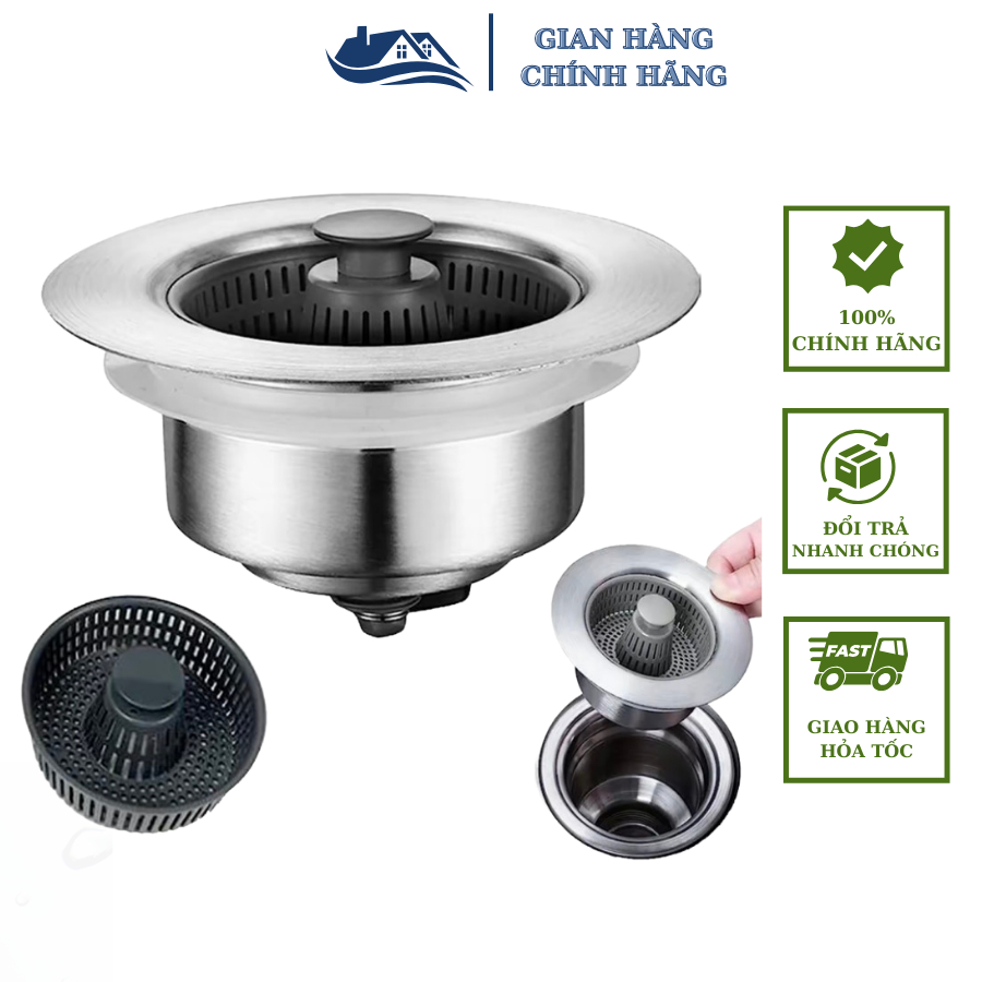 Bộ Lọc Rác Bồn Rửa Bát Inox 304 3 in 1 - Ngăn mùi hôi côn trùng, Nút ...