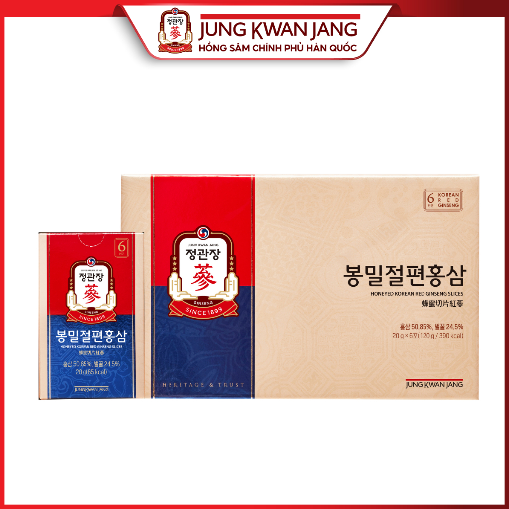 Ảnh Hồng Sâm Cắt Lát Tẩm Mật Ong KGC Jung Kwan Jang (6 gói x 20g) 1