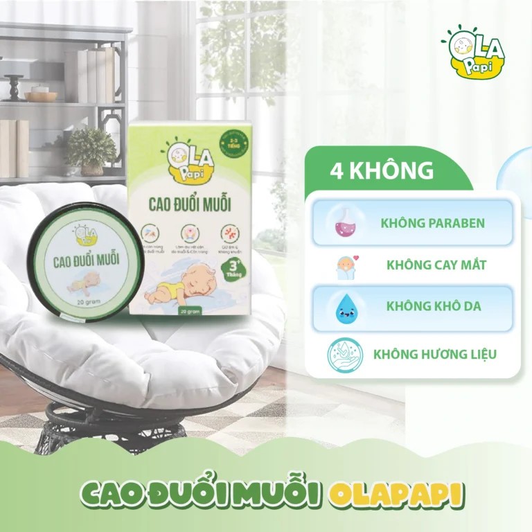 Cao đuổi muỗi trẻ em Ola PaPi lọ 20gr