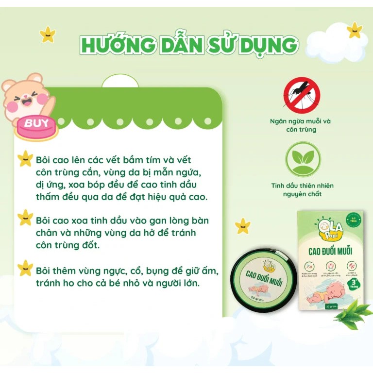Cao đuổi muỗi trẻ em Ola PaPi lọ 20gr