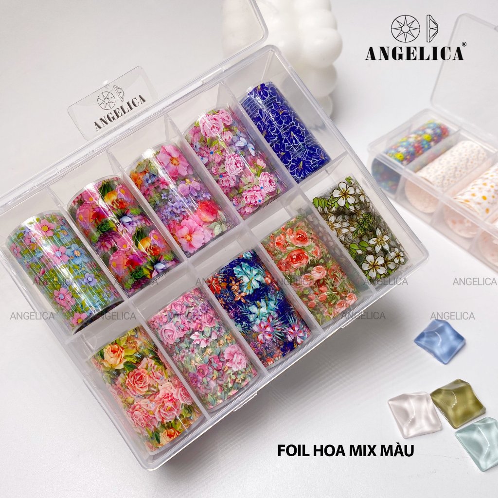 Set Foil Nail cuộn Dán Móng Nhiều Họa Tiết Trang Trí Móng ANGELICA SF