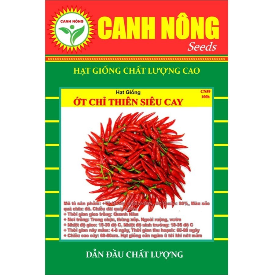 Hạt giống Ớt nảy mầm tốt, trồng quanh năm, Hạt giống rau củ quả trồng chậu - Hạt giống CANH NÔNG