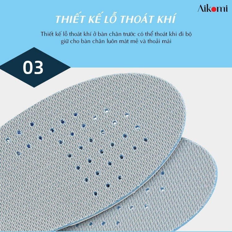 Ảnh Lót giày cao su tăng chiều cao, độn đế tăng 1,5-3cm AIKOMI L13 cả bàn đàn hồi thoáng khí 4