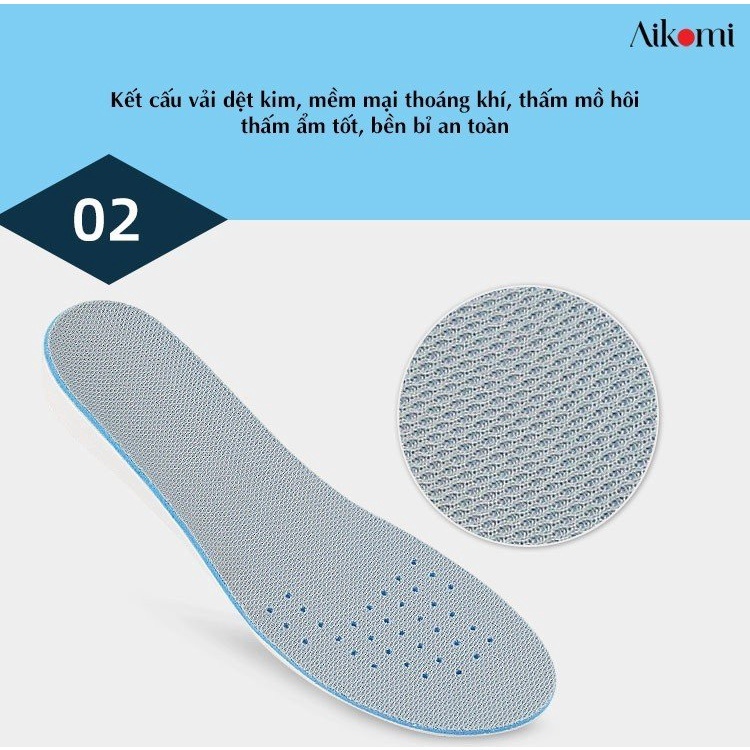 Ảnh Lót giày cao su tăng chiều cao, độn đế tăng 1,5-3cm AIKOMI L13 cả bàn đàn hồi thoáng khí 3