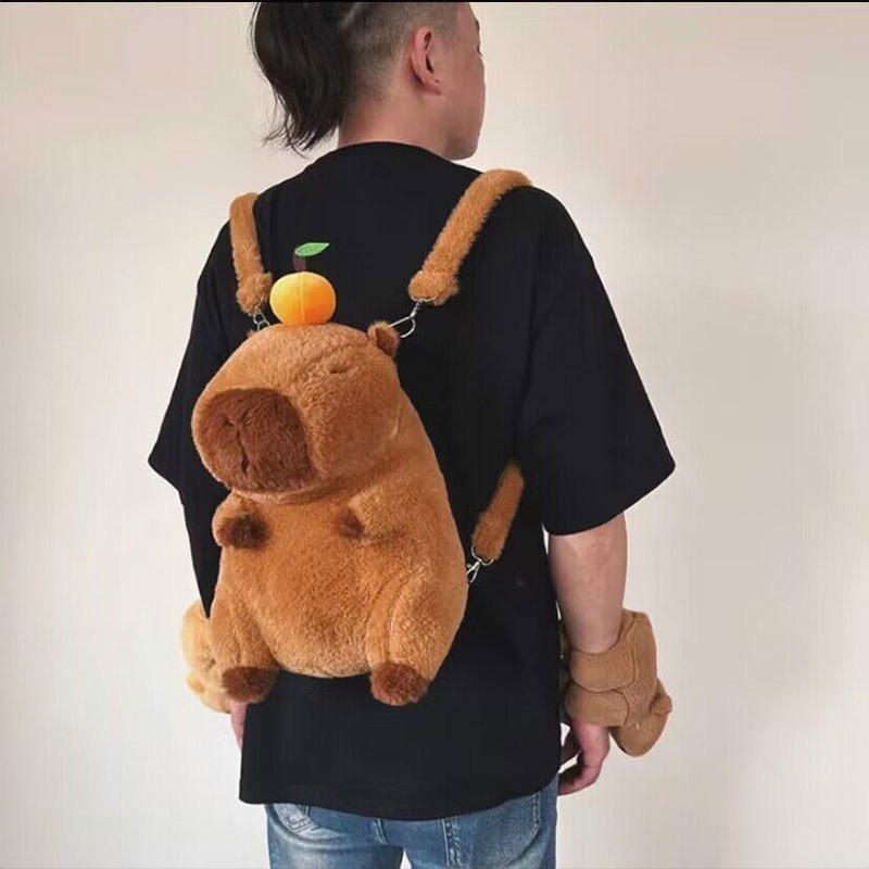 Balo Capybara Dây Đeo Lông Túi Capybara Đi Chơi Đáng Yêu Chất Liệu Vỏ Làm Từ Vải Lông Thỏ Mềm Mịn