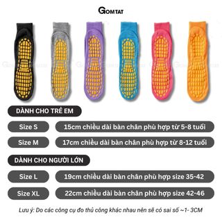 Tất chống trơn trượt cao cấp GOMTAT nhiều kích thước dành cho nam nữ và trẻ em, chất liệu cotton mềm mịn- JZ-2504