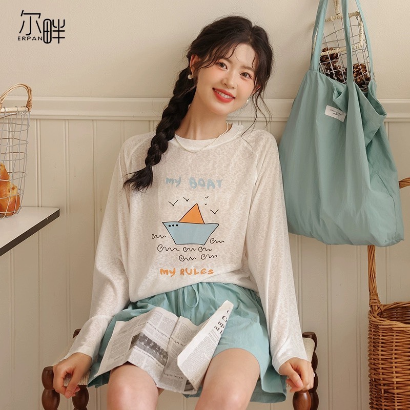 Áo thun tay dài nữ In hình dể thương JULY fashion2023 ,Áo thun nữ cổ tròn dáng rộng chất xược cotton, thun giấy