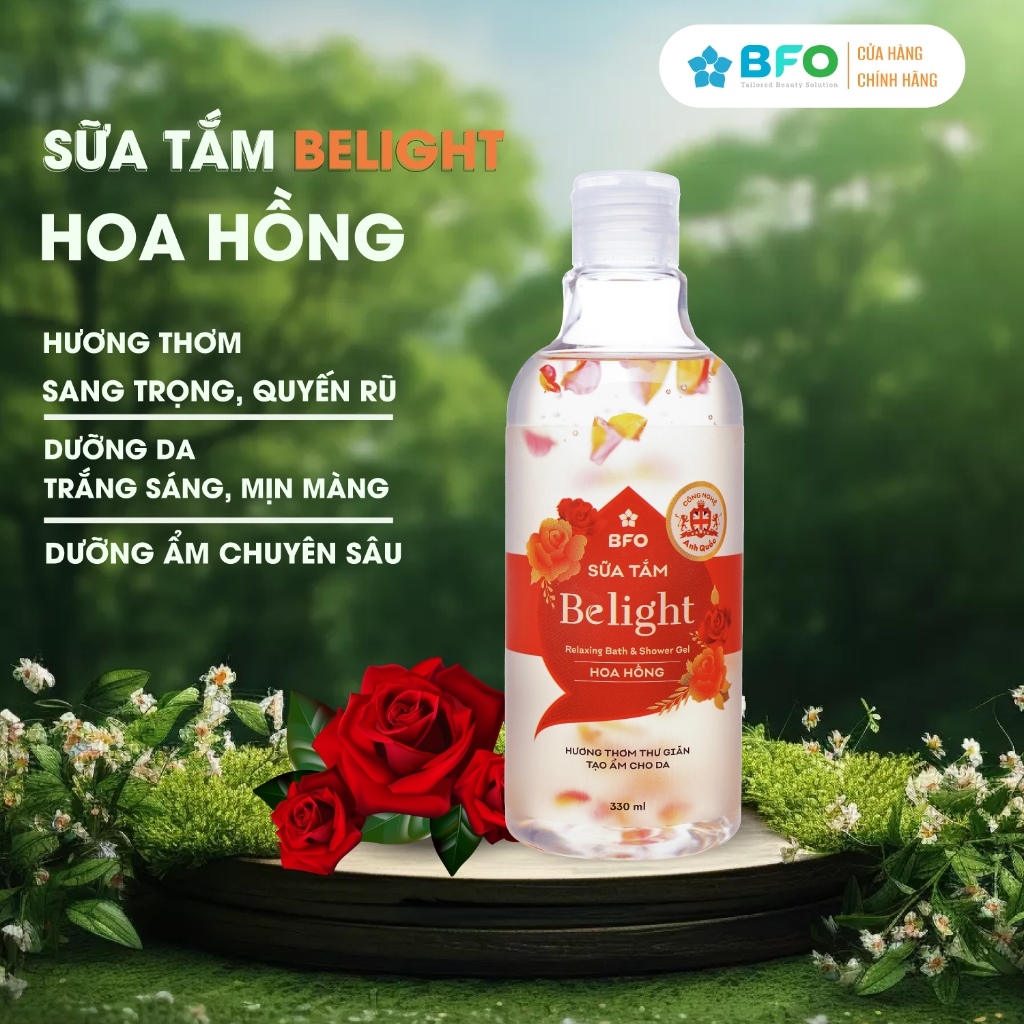 Ảnh Sữa Tắm Cánh Hoa Tinh Dầu Dưỡng Trắng Da Mịn Màng Lưu Hương Quyến Rũ Belight 330ml 4