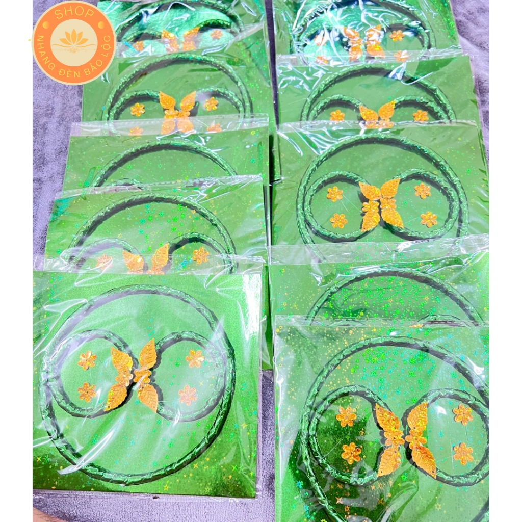 Bộ Trang Sức Màu Xanh Ánh Loại Cao Cấp Cúng Mụ,đầy Tháng,Thôi Lôi,kiềng,Lắc ,Nhẫn -Nhang Đèn Bảo Lộc