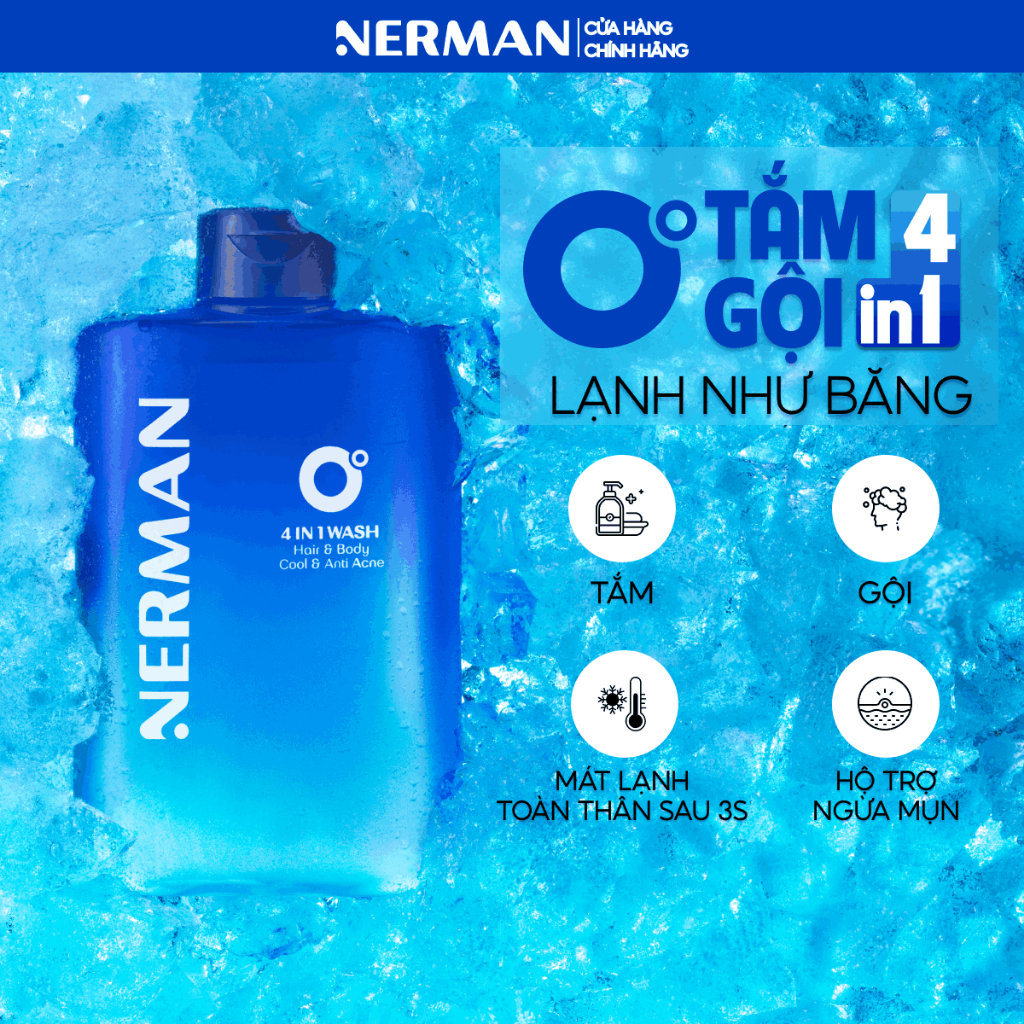 Ảnh Combo Fresh Man Nerman -Sữa tắm gội lạnh 4IN1 330ml & Dung dịch vệ sinh cho nam 100ml & Xịt khử mùi toàn thân 100ml 3
