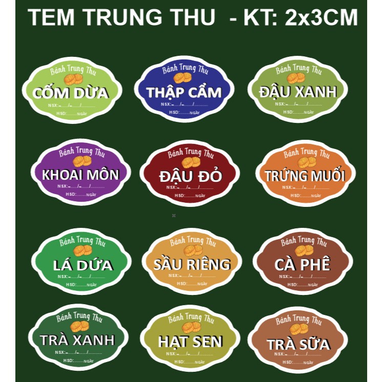 125 tem dán nhân bánh trung thu Tem nhân kích thước 2x 3cm trung thu ...