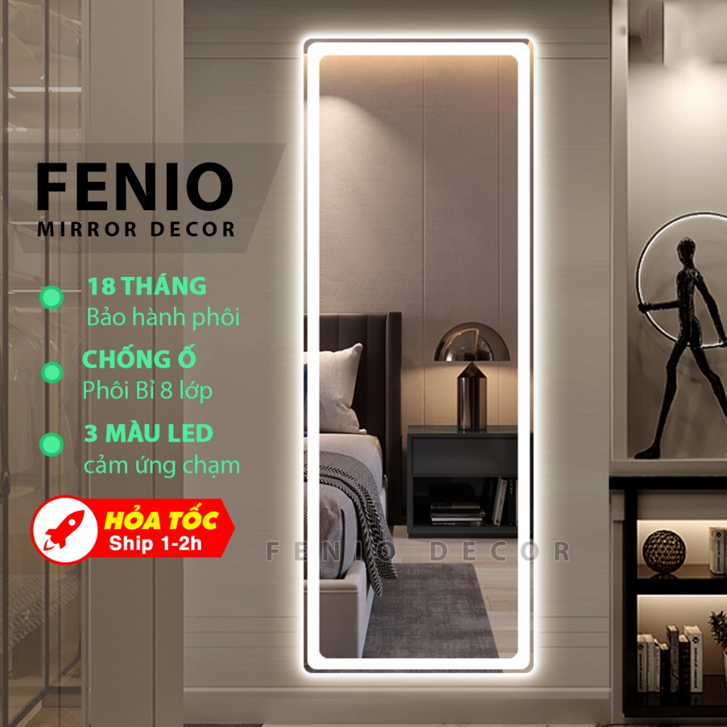 Ảnh Gương led cảm ứng soi toàn thân FENIO Decor hình chữ nhật có đèn led 3 màu 1