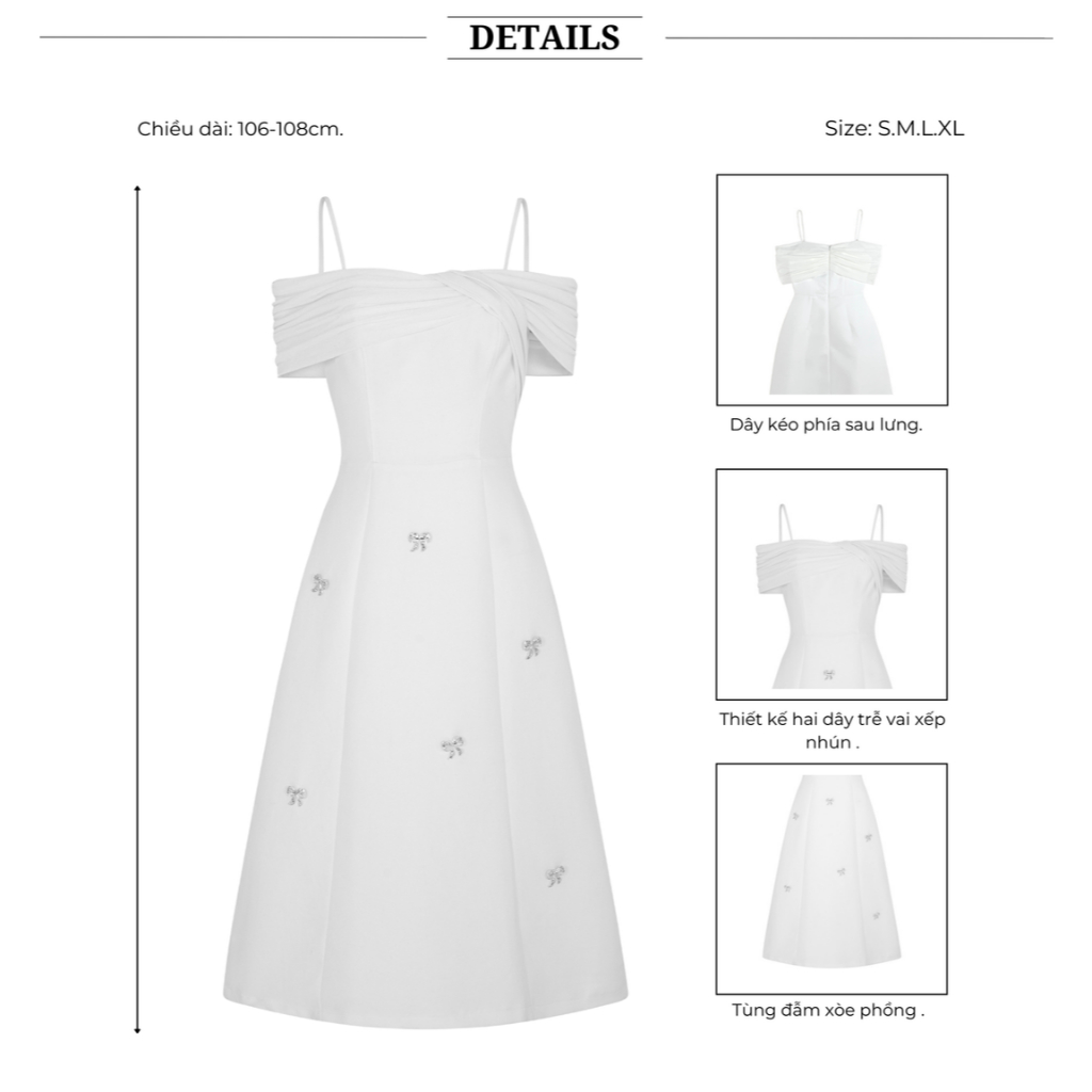 Ảnh BBSTORE’S Đầm Dài Dự Tiệc 2 Dây Trễ Vai Phối Nơ Đá Sang Trọng - D3054 3