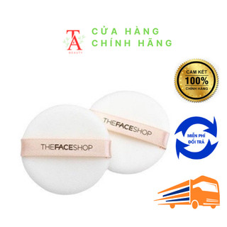 Bông phấn The Face Shop Round flocked Puff -2 miếng TRẮNG - Tròn