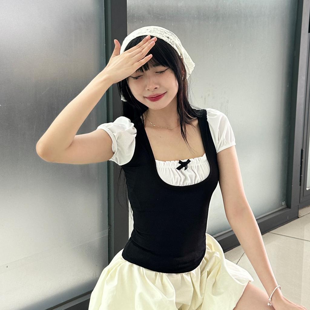 Áo body LOLI form ôm body tôn dáng Phong cách Coquette FFCLUB mix