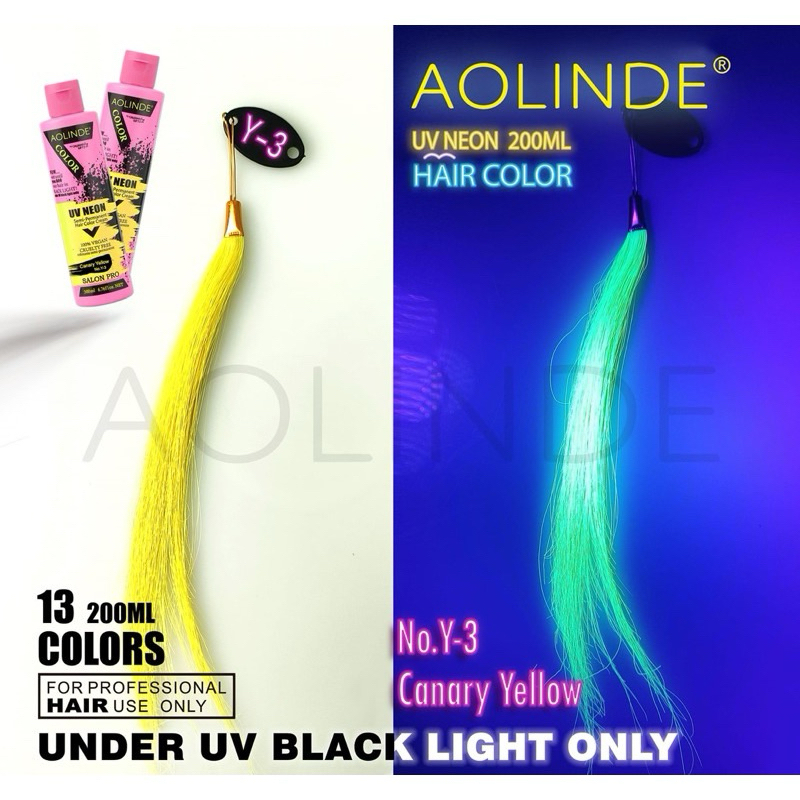 Màu vàng nhuộm tóc Semi UV Neon Không Amoniac trên nền tóc tẩy Level 9 - Canary Yellow Aolinde 200ml