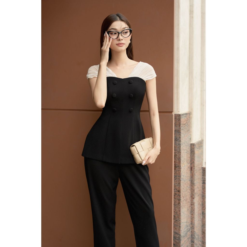 Vella Fashion set bộ áo peplum nữ phối quần baggy VA24039 VQ24040